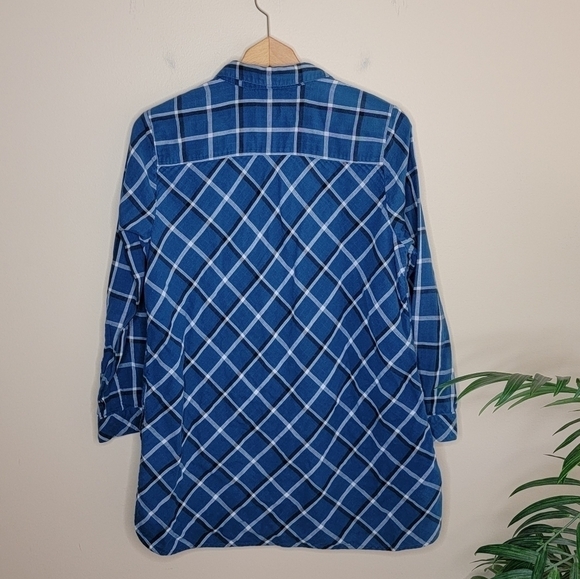 J. Jill | Blue Plaid Tunic Button Down Shirt - Picture 3 of 4